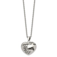 Stainless Steel Polished Enameled Dream Hollow Heart Necklace, 18" view 3
