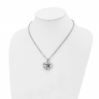 Stainless Steel Polished Enameled Dream Hollow Heart Necklace, 18" view 4