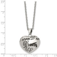 Stainless Steel Polished Enameled Dream Hollow Heart Necklace, 18" view 5