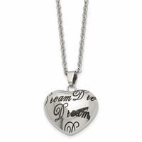 Stainless Steel Polished Enameled Dream Hollow Heart Necklace, 18" view 1