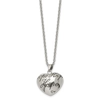 Chisel Stainless Steel Polished and Enameled Hope Hollow Heart Pendant on an Cable Chain Necklace, 18" view 3