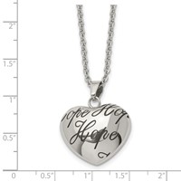 Chisel Stainless Steel Polished and Enameled Hope Hollow Heart Pendant on an Cable Chain Necklace, 18" view 5