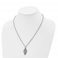 Stainless Steel Polished Black IP-plated Necklace with CZ Cross, 20" view 4