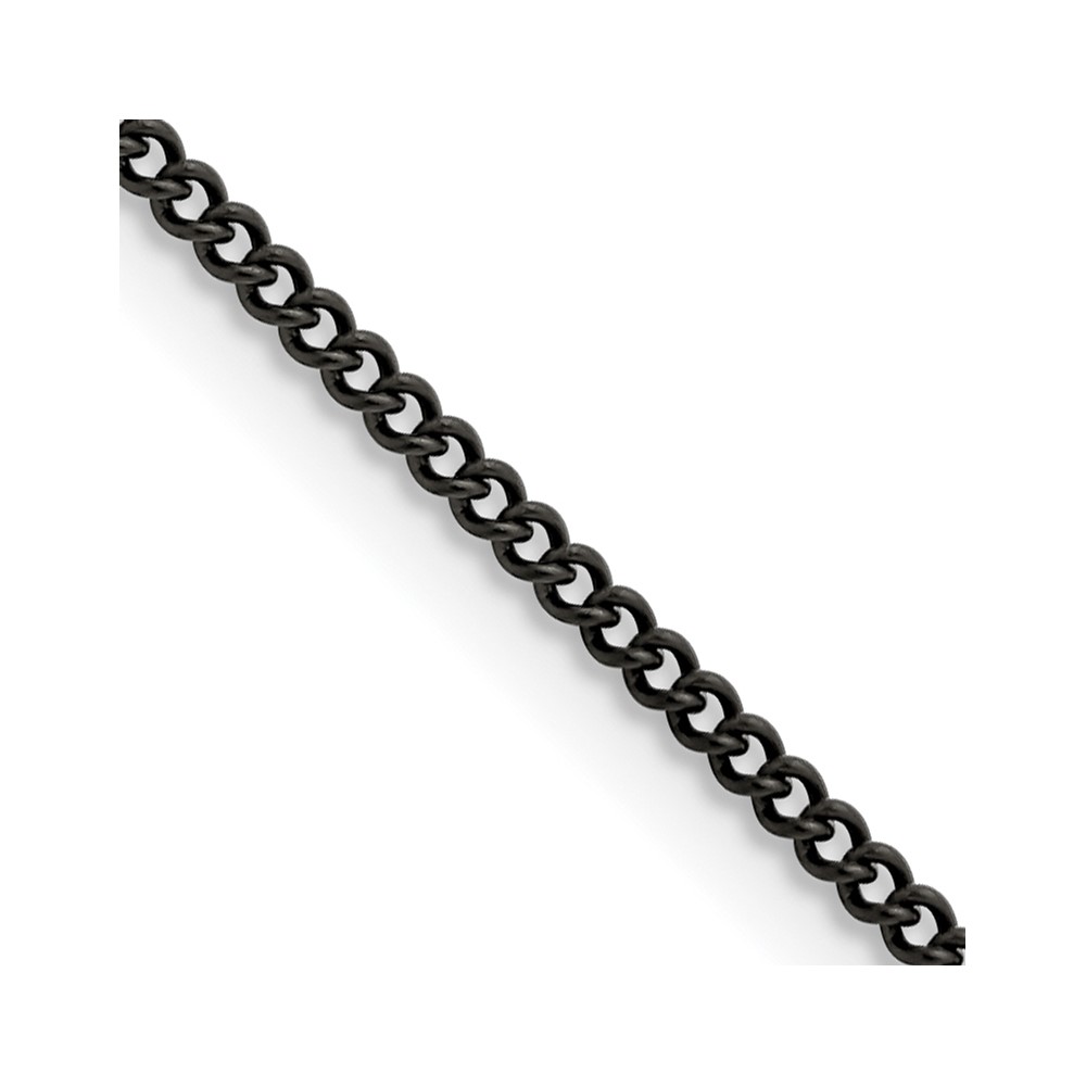 Chisel Stainless Steel Polished Black IP-plated 2.25mm Round Curb Chain, 16"