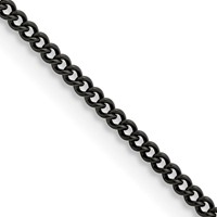 Chisel Stainless Steel Polished Black IP-plated 2.25mm Round Curb Chain, 16" view 1