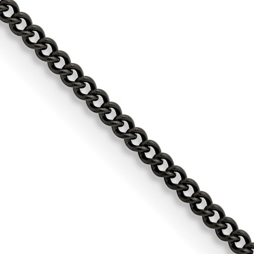 Chisel Stainless Steel Polished Black IP-plated 2.25mm Round Curb Chain, 16"