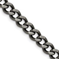 Chisel Stainless Steel Antiqued 6.7mm Curb Chain, 24" view 1