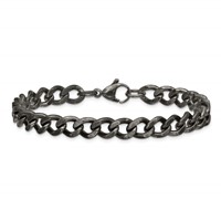 Chisel Stainless Steel Oxidized 7.5mm Curb Chain, 8" view 4