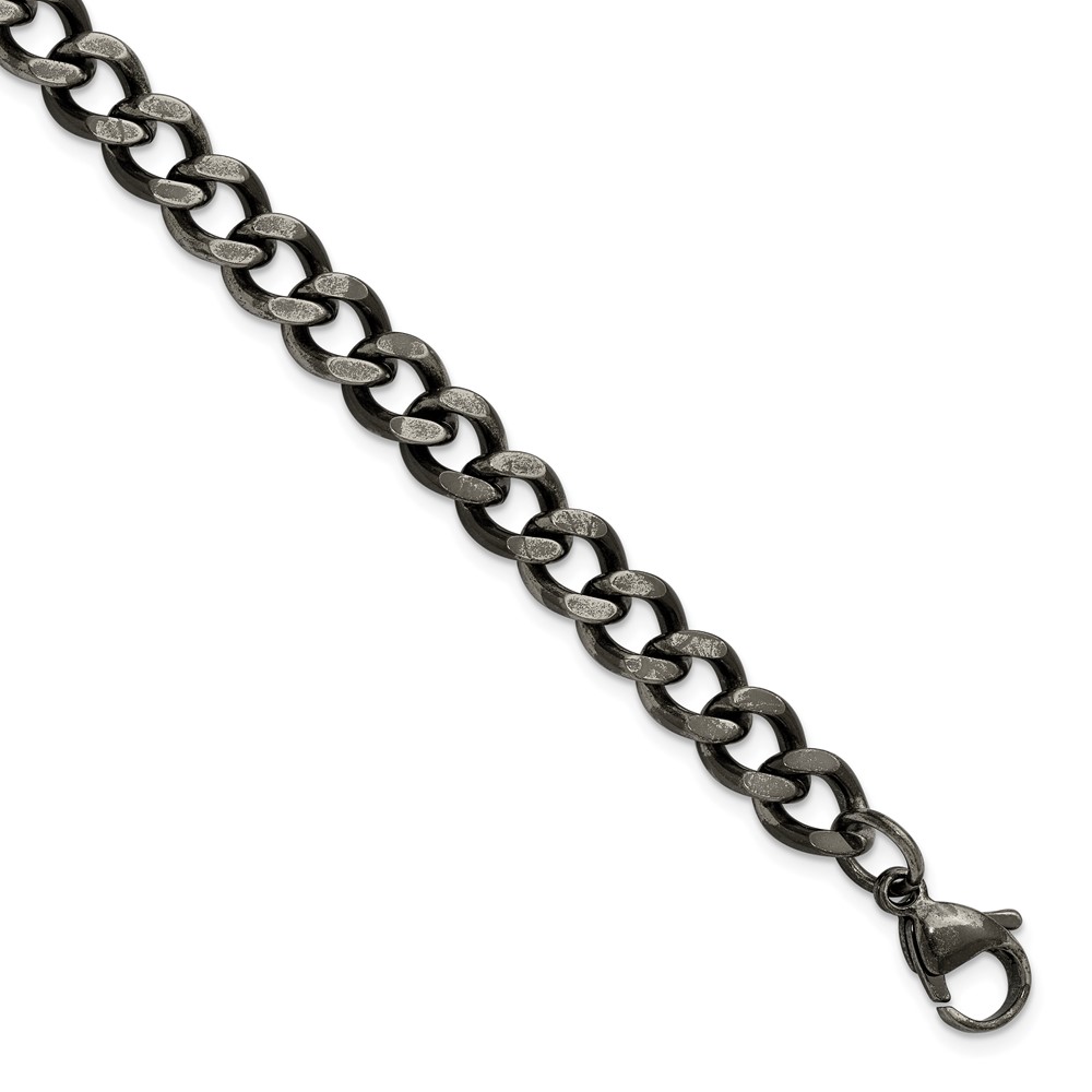 Chisel Stainless Steel Oxidized 7.5mm Curb Chain, 8"