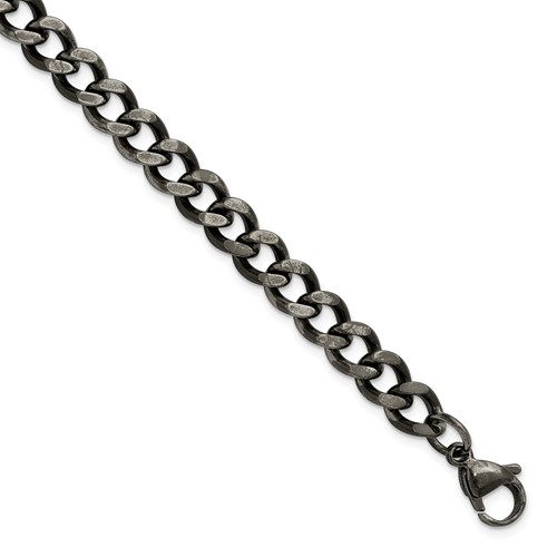 Chisel Stainless Steel Oxidized 7.5mm Curb Chain, 8"