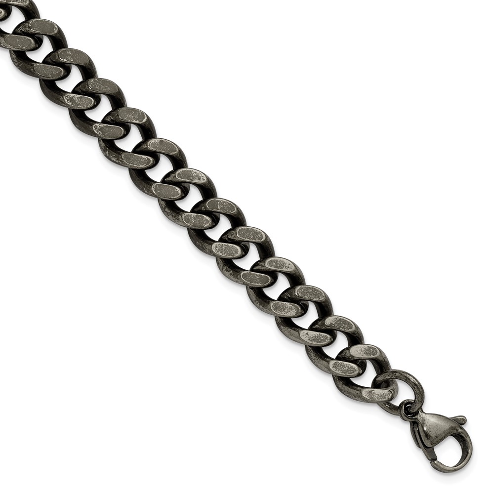 Chisel Stainless Steel Oxidized 9.25mm Curb Chain, 8.5"