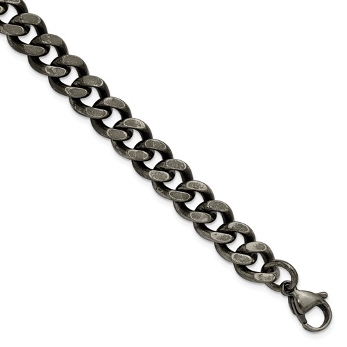 Chisel Stainless Steel Oxidized 9.25mm Curb Chain, 8.5"