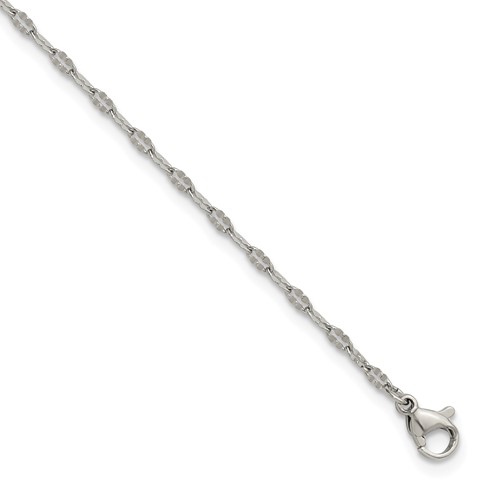 Chisel Stainless Steel Polished Alternate Anchor Link Chain Anklet, 9.5"