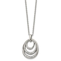 Stainless Steel Polished Necklace with CZ Multi Circle, 20" view 3