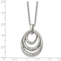Stainless Steel Polished Necklace with CZ Multi Circle, 20" view 4
