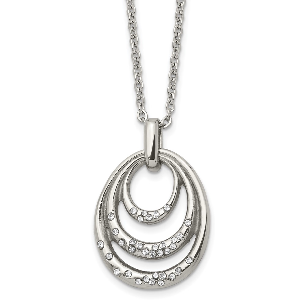 Stainless Steel Polished Necklace with CZ Multi Circle, 20"