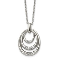 Stainless Steel Polished Necklace with CZ Multi Circle, 20" view 1