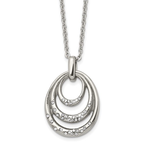 Stainless Steel Polished Necklace with CZ Multi Circle, 20"