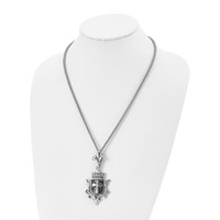 Chisel Stainless Steel Antiqued and Enameled Cross Pendant on a Spiga Chain Necklace, 22" view 4