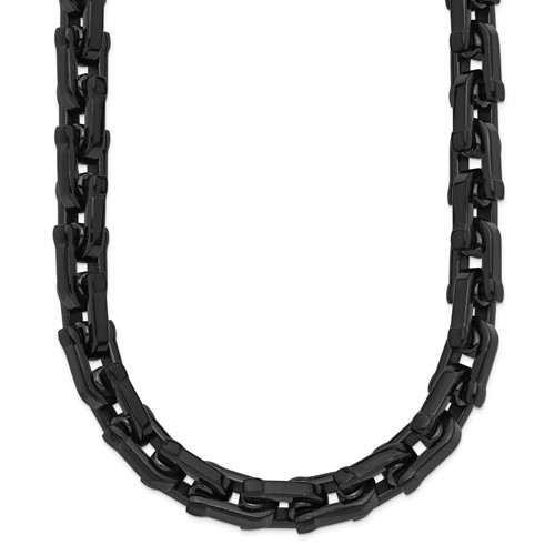 Chisel Stainless Steel Polished Black IP-plated Link Necklace, 20"