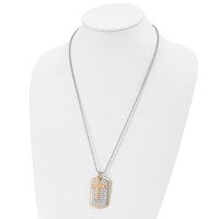 Chisel Stainless Steel Polished Yellow IP-plated 2 Piece Cross and Serenity Prayer Dog Tag on a Ball Chain Necklace, 24" view 4