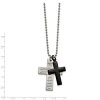 Chisel Stainless Steel Polished Black IP-plated 2 Piece Lord's Prayer Cross on a Necklace, 24" view 5