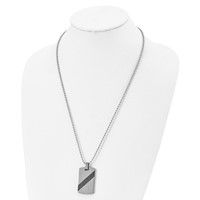Chisel Stainless Steel Polished Necklace with 0.50 Carat Black Diamond Dog Tag on a Ball Chain, 24" view 4