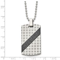 Chisel Stainless Steel Polished Necklace with 0.50 Carat Black Diamond Dog Tag on a Ball Chain, 24" view 5