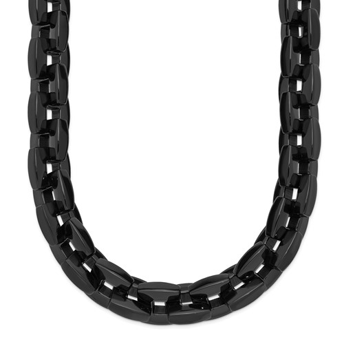 Chisel Stainless Steel Polished Black IP-plated Link Necklace, 20.5"
