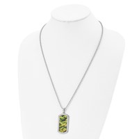 Chisel Stainless Steel Polished Camouflage Enameled Dog Tag on a Ball Chain Necklace, 24" view 4