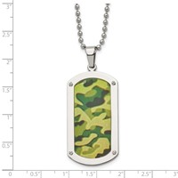 Chisel Stainless Steel Polished Camouflage Enameled Dog Tag on a Ball Chain Necklace, 24" view 3