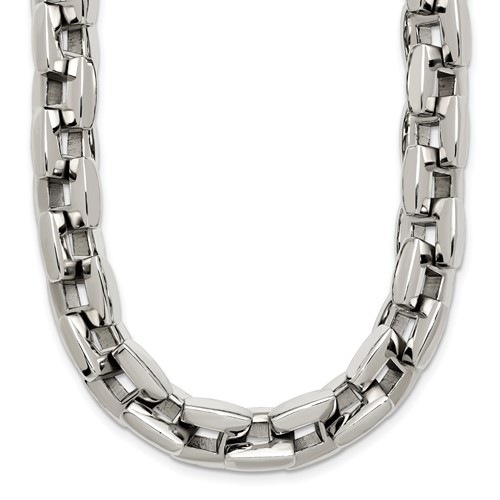 Chisel Stainless Steel Polished Square Link Necklace, 20"