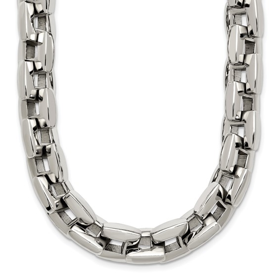 Chisel Stainless Steel Polished 20 inch Square Link Necklace