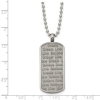 Chisel Stainless Steel Antiqued Brushed and Textured Live Dream Believe Dog Tag on a Ball Chain Necklace, 24" view 5