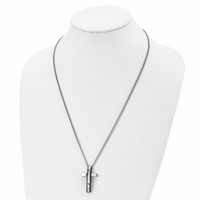 Chisel Stainless Steel Polished Black IP-plated.01 Carat Diamond Cross Pendant on a Curb Chain Necklace, 24" view 3