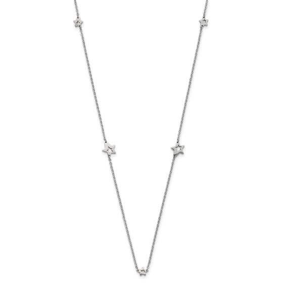 Stainless Steel Polished Slip On Stars Necklace