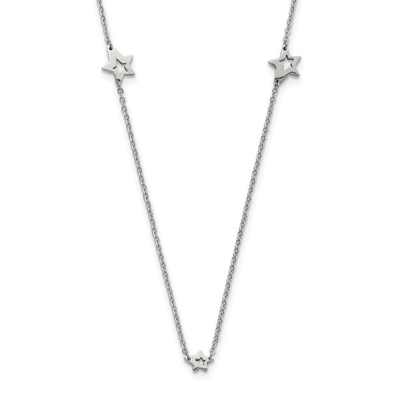 Stainless Steel Polished Slip On Stars Necklace