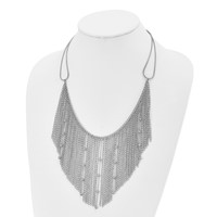 Stainless Steel Polished Multi Chain Bib Necklace, 20" view 4