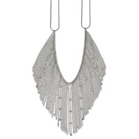 Stainless Steel Polished Multi Chain Bib Necklace, 20" view 1