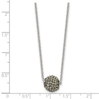 Stainless Steel Polished Black Enamel Necklace with Crystals with 2in Ext, 16" view 5