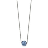 Stainless Steel Polished Blue Enamel Necklace with Crystals with 2in Ext, 16" view 3