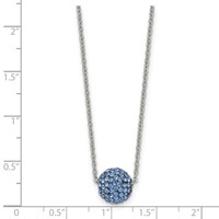 Stainless Steel Polished Blue Enamel Necklace with Crystals with 2in Ext, 16" view 5