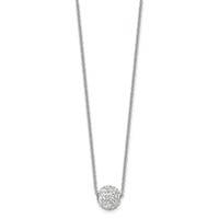 Stainless Steel Polished White Enamel Necklace with Crystals with 2in Ext, 16" view 3