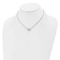 Stainless Steel Polished White Enamel Necklace with Crystals with 2in Ext, 16" view 4