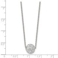 Stainless Steel Polished White Enamel Necklace with Crystals with 2in Ext, 16" view 5