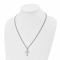 Chisel Stainless Steel Brushed Cross Pendant on a 22 Inch Curb Chain Necklace view 4