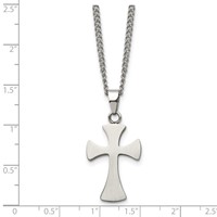 Chisel Stainless Steel Brushed Cross Pendant on a 22 Inch Curb Chain Necklace view 5