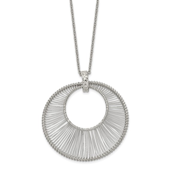 Stainless Steel Polished Wire Circle 16.5in w/2in ext Necklace