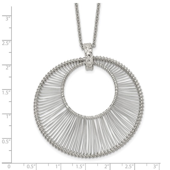 Stainless Steel Polished Wire Circle 16.5in w/2in ext Necklace