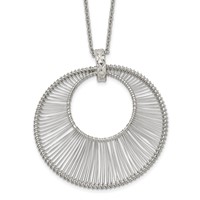 Stainless Steel Polished Wire Circle Necklace with 2in Ext, 16.5" view 1